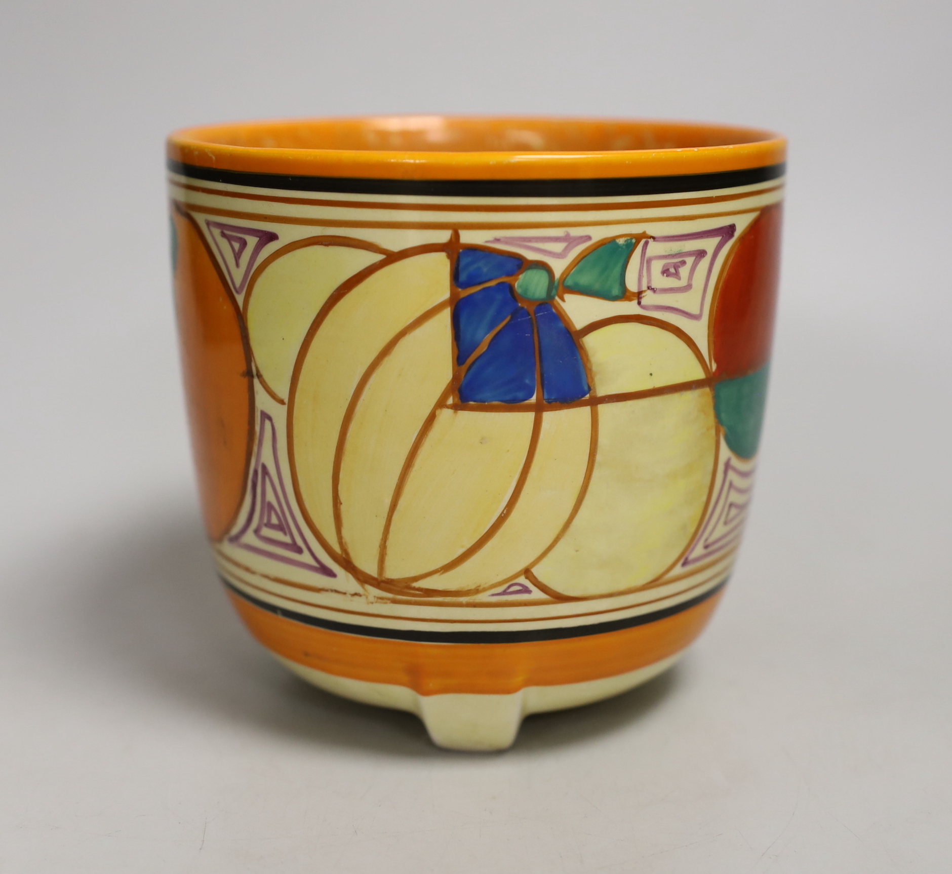 A Clarice Cliff fantasque melon pattern planter, 13cm